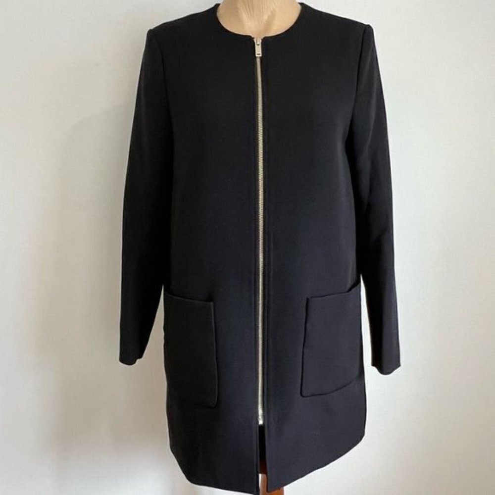 H&M Workwear Women’s Size 6 Black Full Zip Jacket Coat Professional Chic
